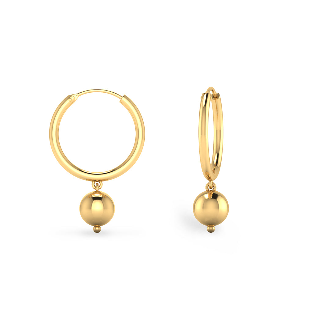 Round Ball Design Gold Hoop Earrings - Main Image