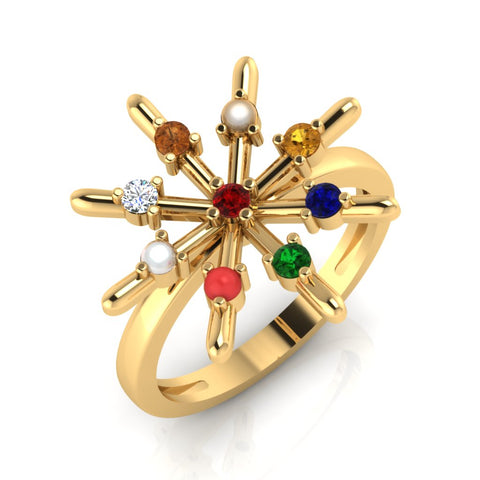 The Snowflake Navratna Diamond Ring