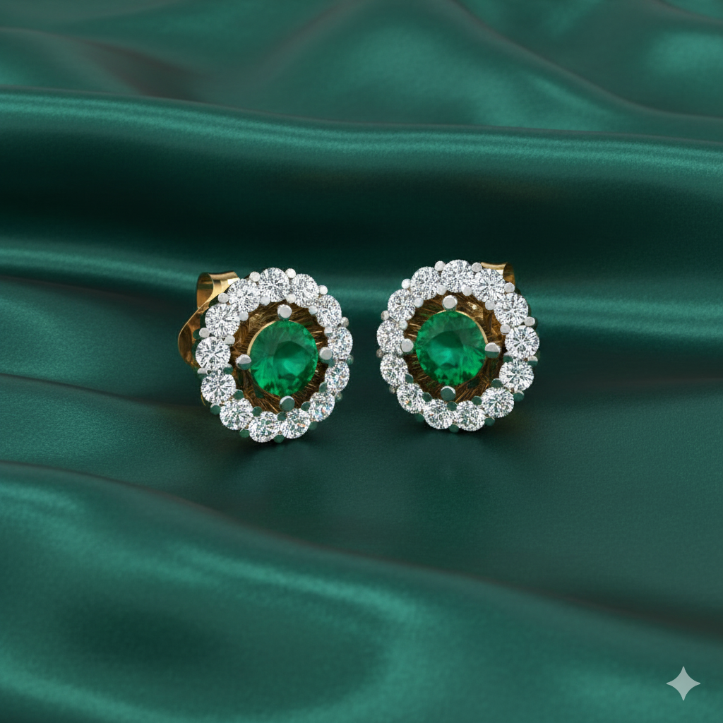 Radha Solitaire Silver Stud Earrings