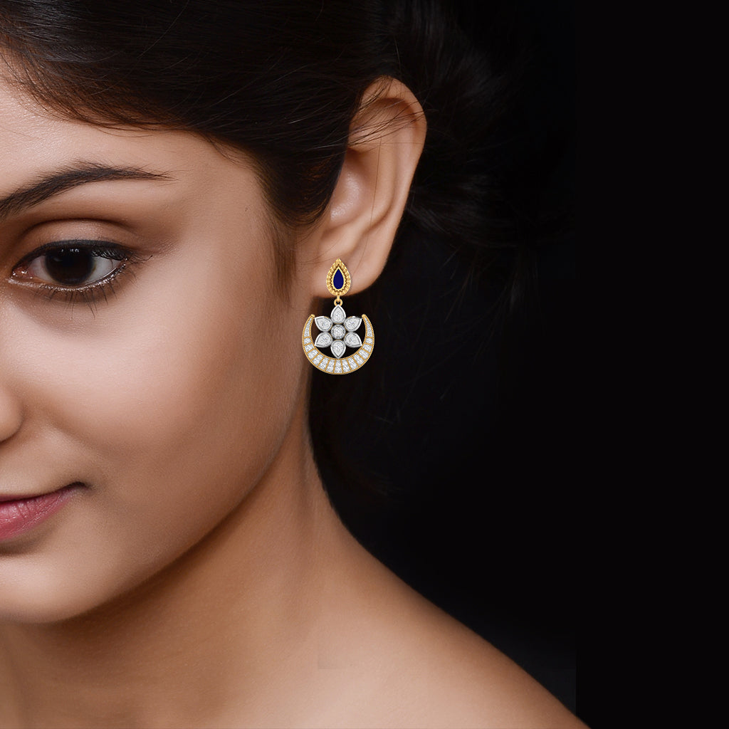 The Ananya Diamond Chand Bali Earrings White 18K